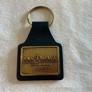Vintage JAX Navy Credit Union 50th Anniversary Keychain EST. 1952 Leather Black